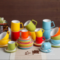 Haonai designed colored ceramic coffee cup and saucer set